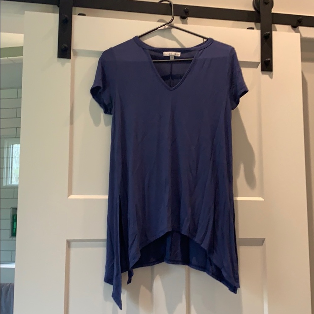 Purple deep V long shirt